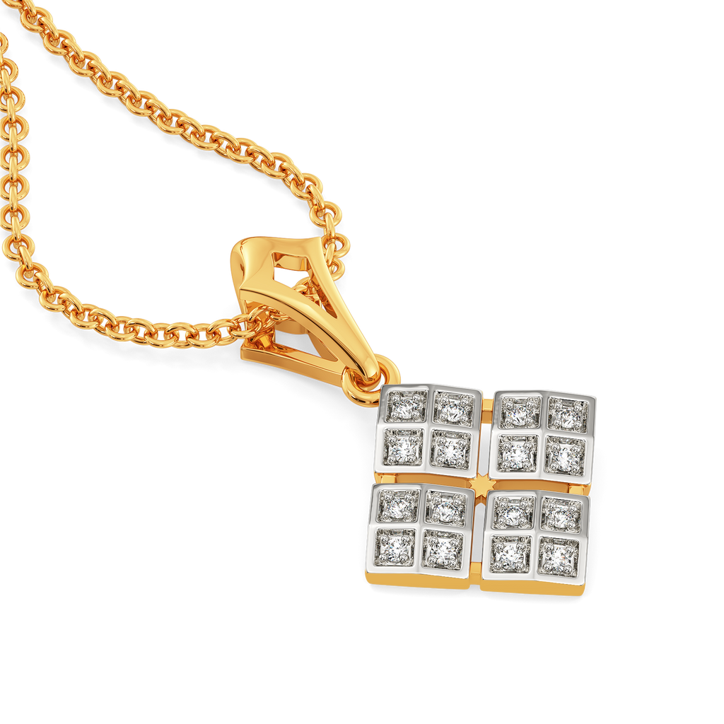 Plaid Unraveled Diamond Pendants