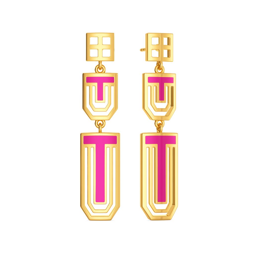 Pink Punch Gold Earrings