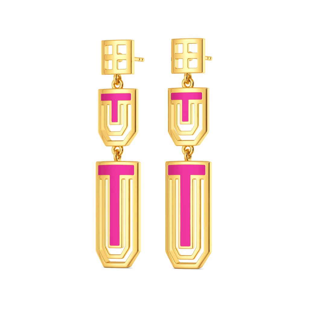 Pink Punch Gold Earrings