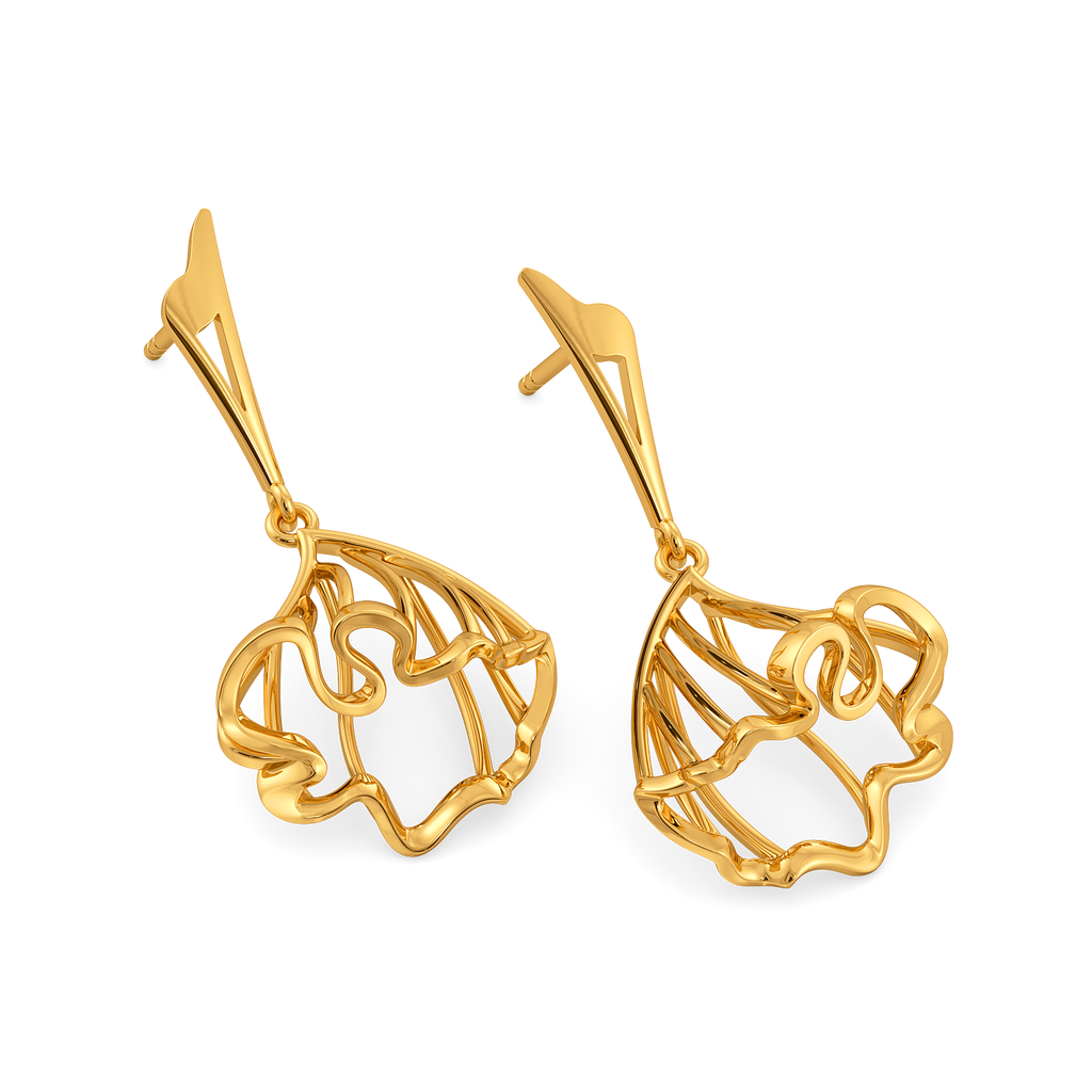 Romantic Ruffles Gold Earrings