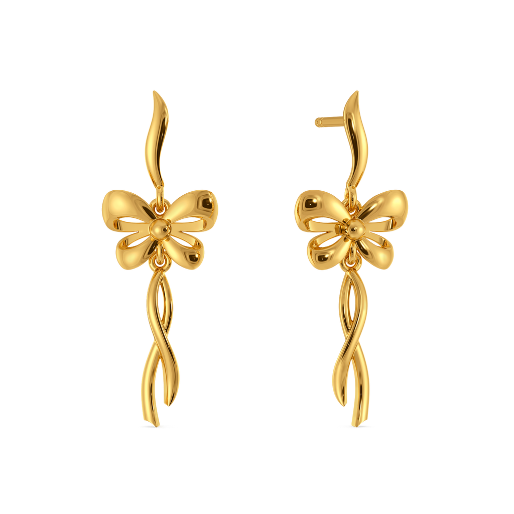 Ribboned Grace Gold Earrings
