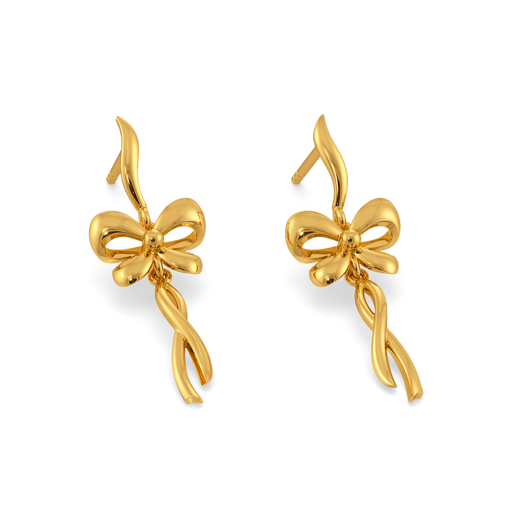 Ribboned Grace Gold Earrings