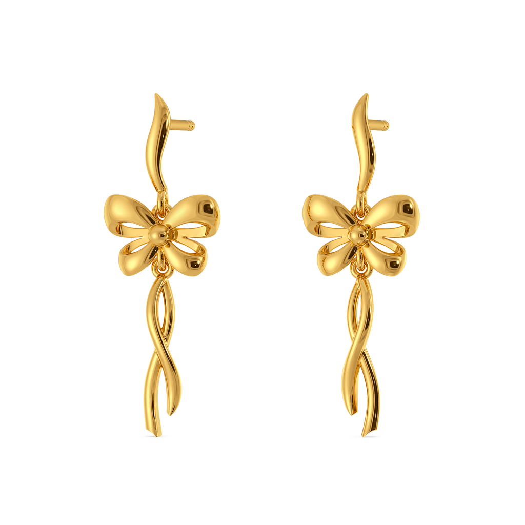 Ribboned Grace Gold Earrings