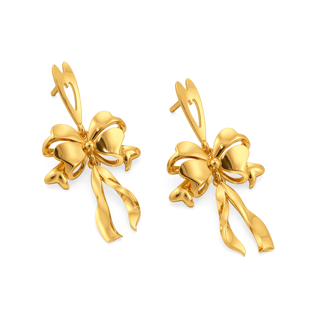 Couture Bow Gold Earrings