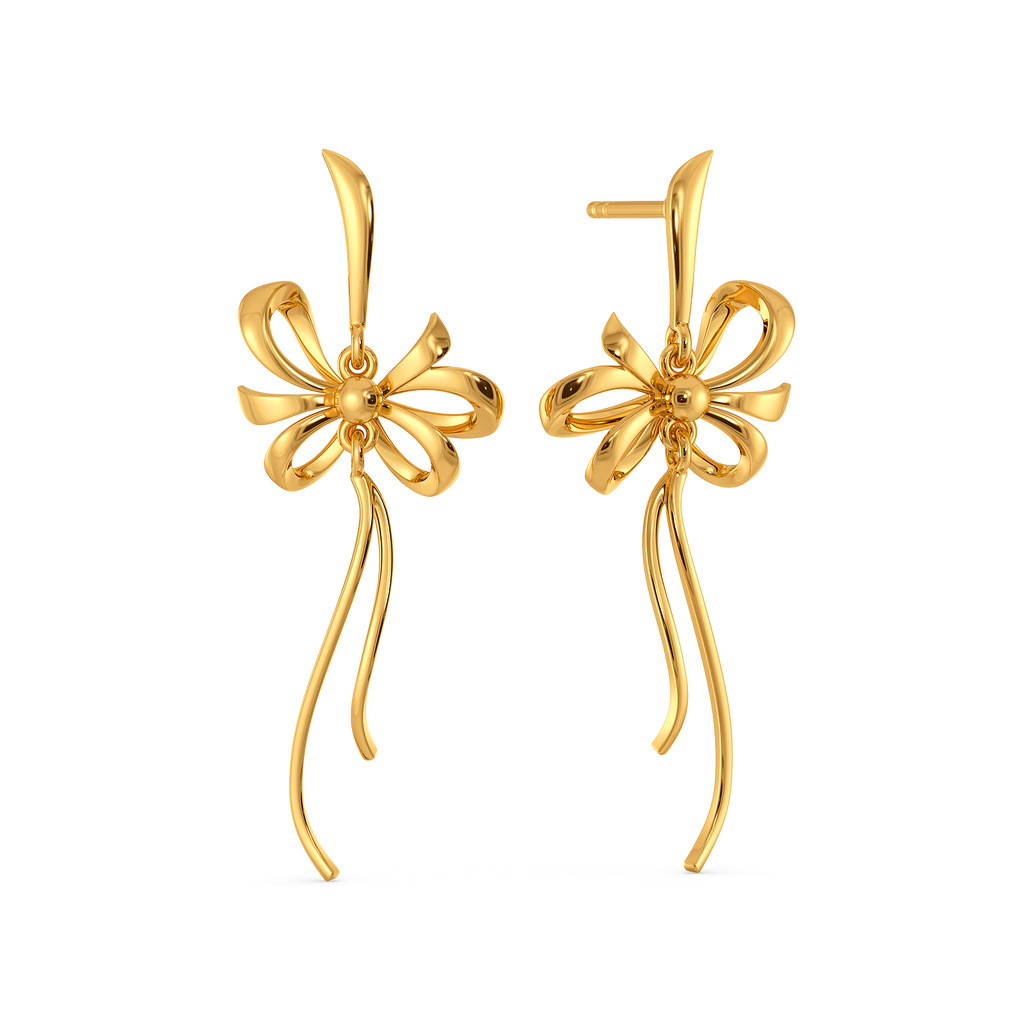 Dripping Ribbons Gold Earrings