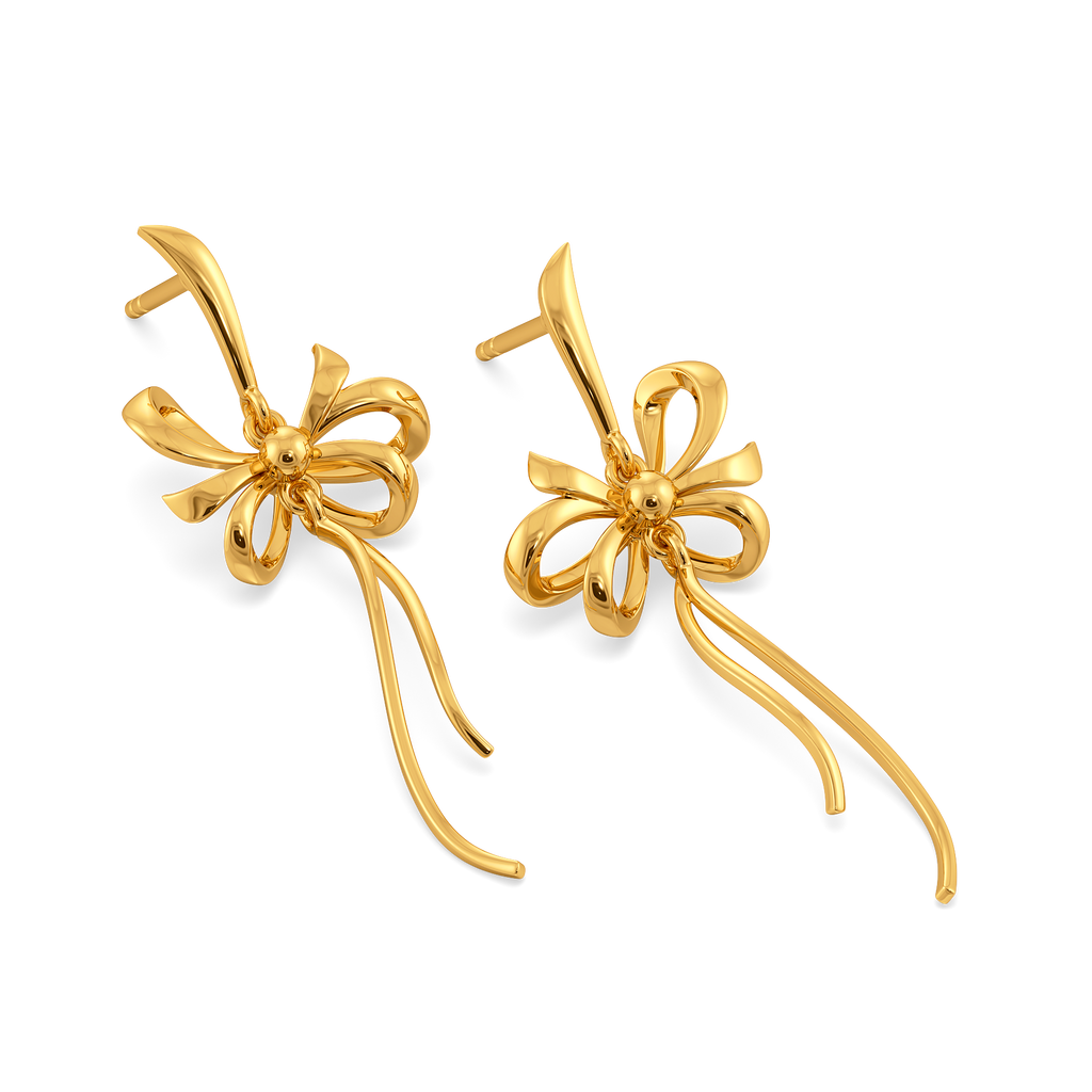 Dripping Ribbons Gold Earrings