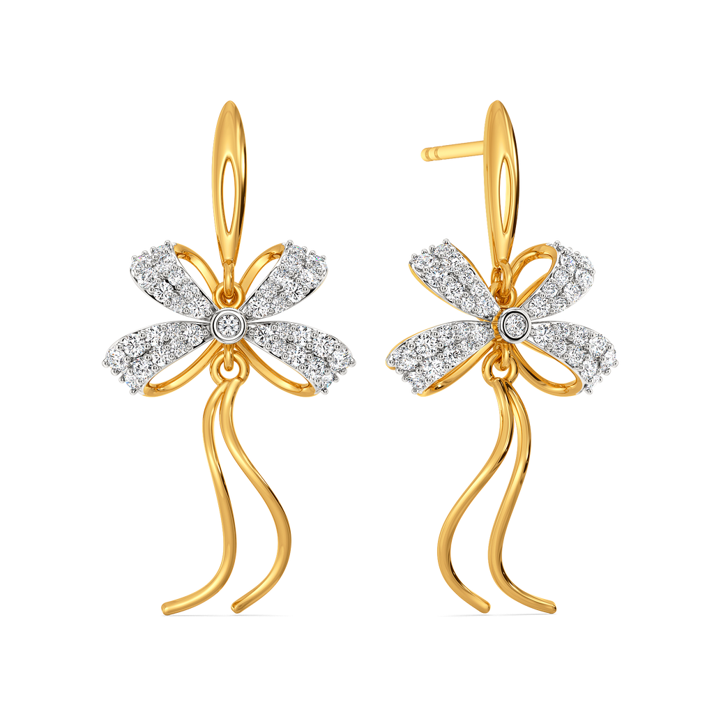 Ribbon Knots Diamond Earrings