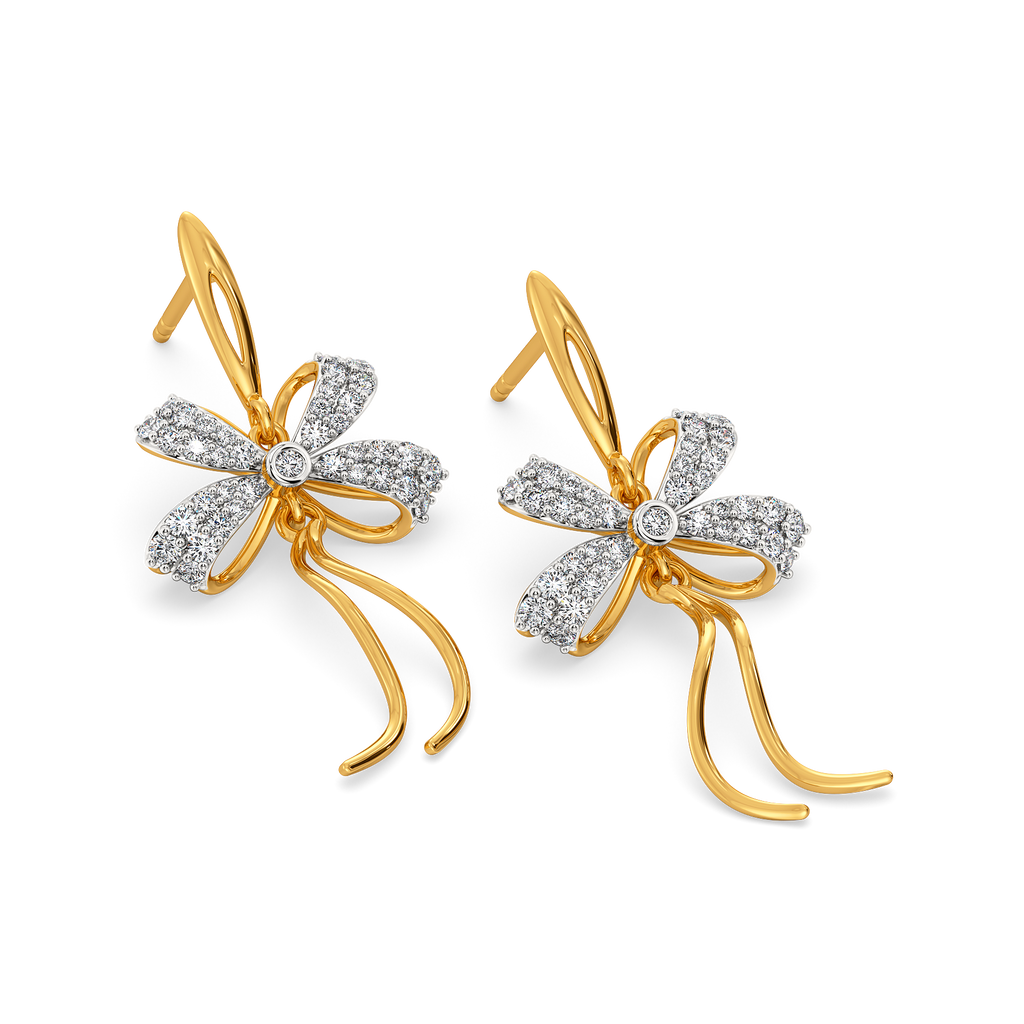 Ribbon Knots Diamond Earrings