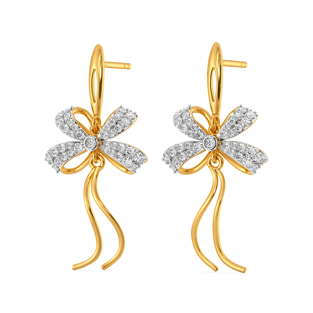 Ribbon Knots Diamond Earrings