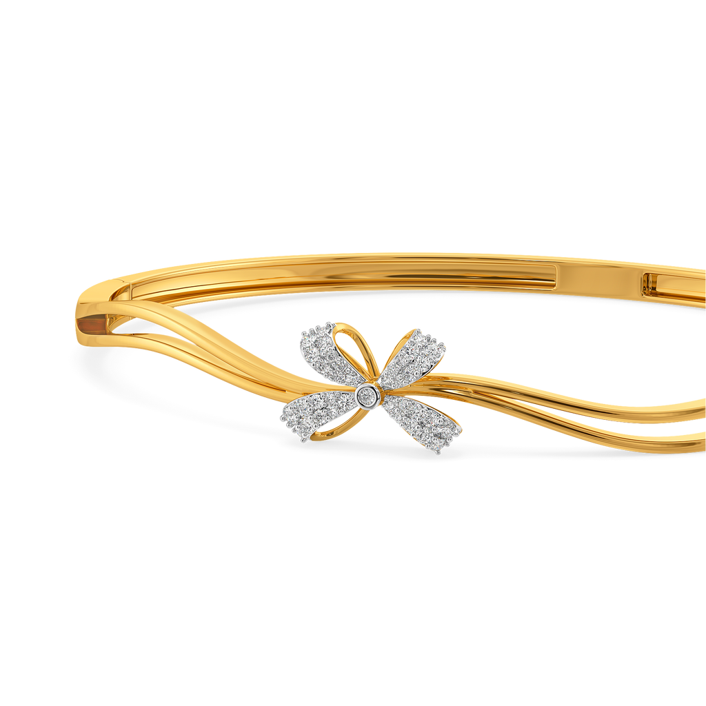 Dripping Bow Details Diamond Bangles