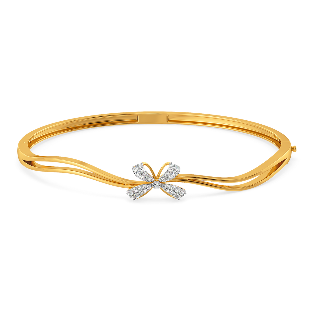 Dripping Bow Details Diamond Bangles
