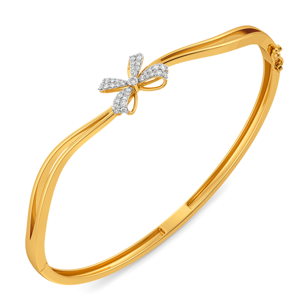 Dripping Bow Details Diamond Bangles