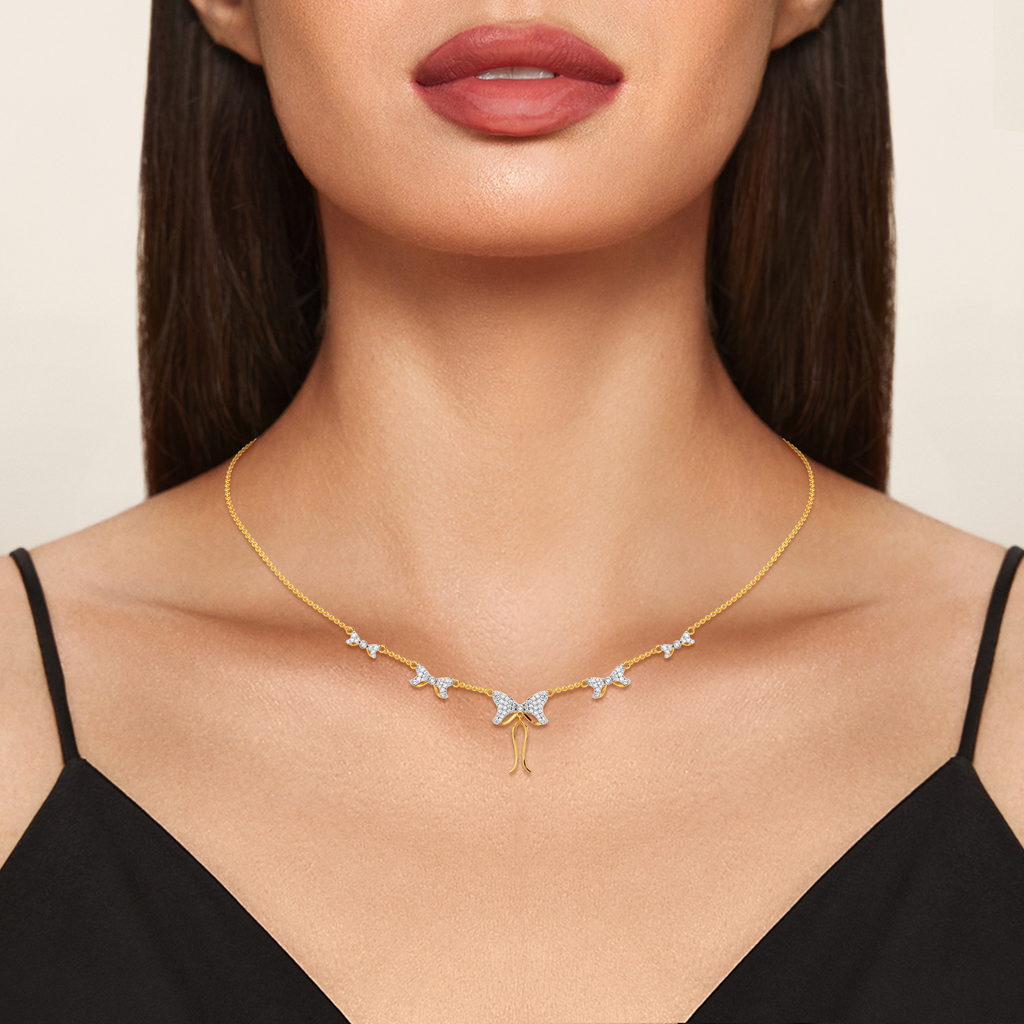 Fanciful Ribbons Diamond Necklaces