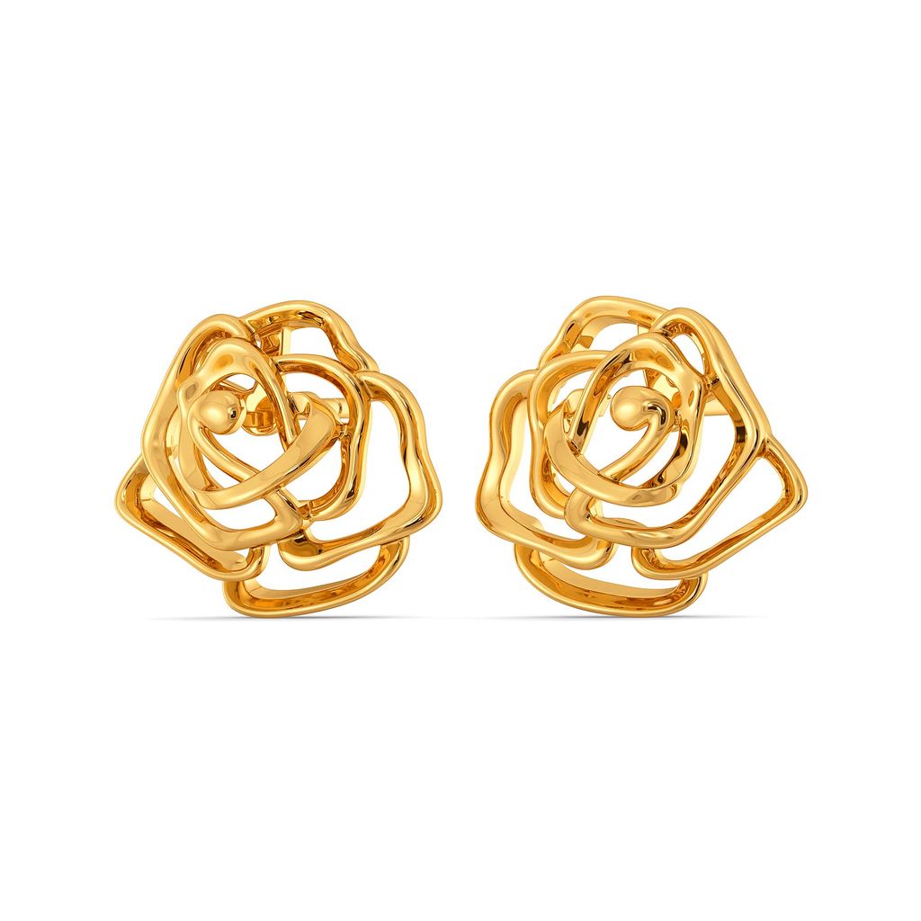 Gothic Roses Gold Earrings