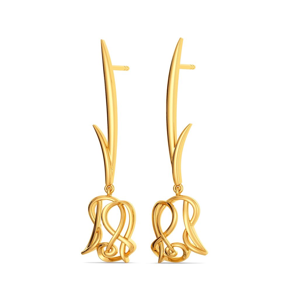 Fiery Floral Gold Earrings