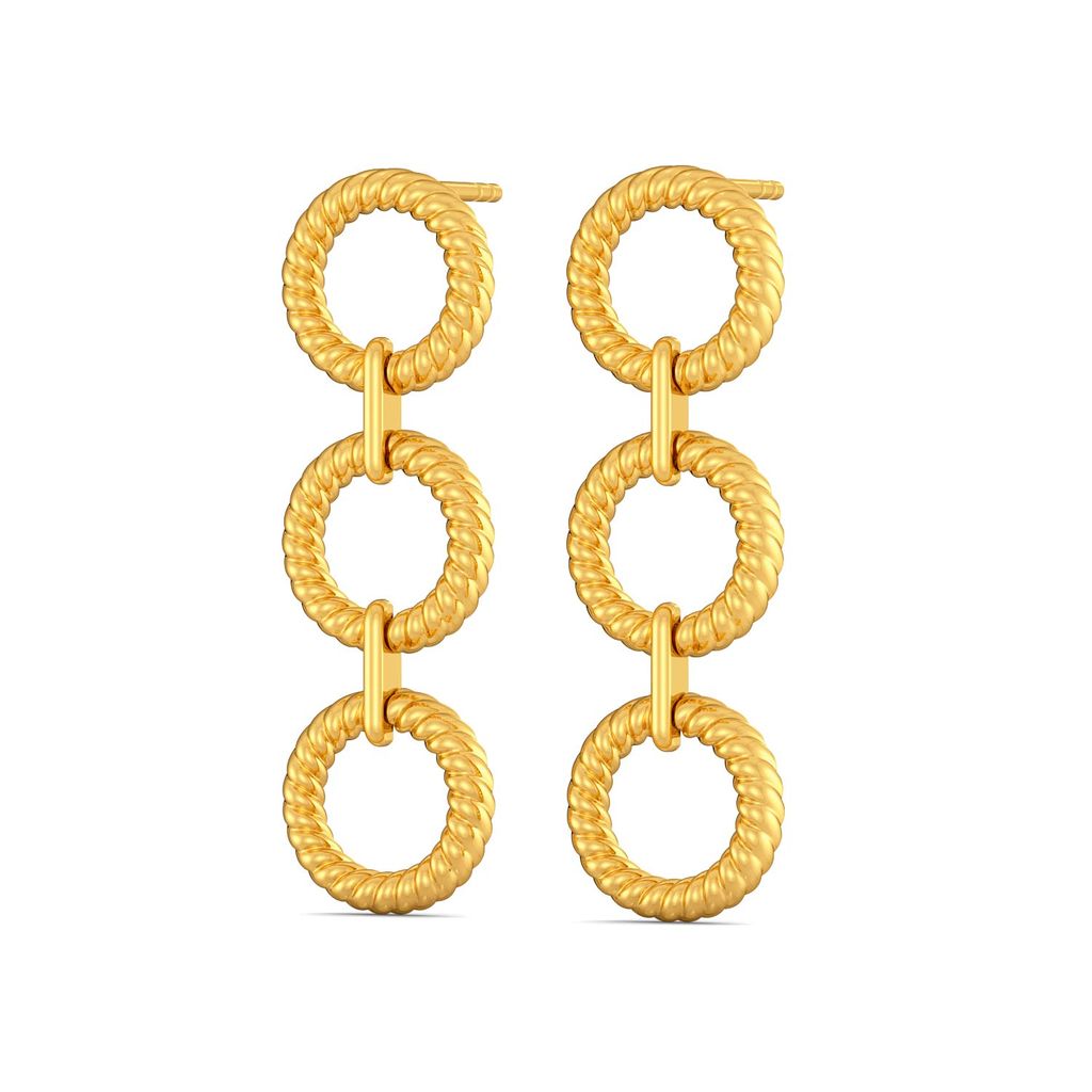 Spinning Fins Gold Earrings