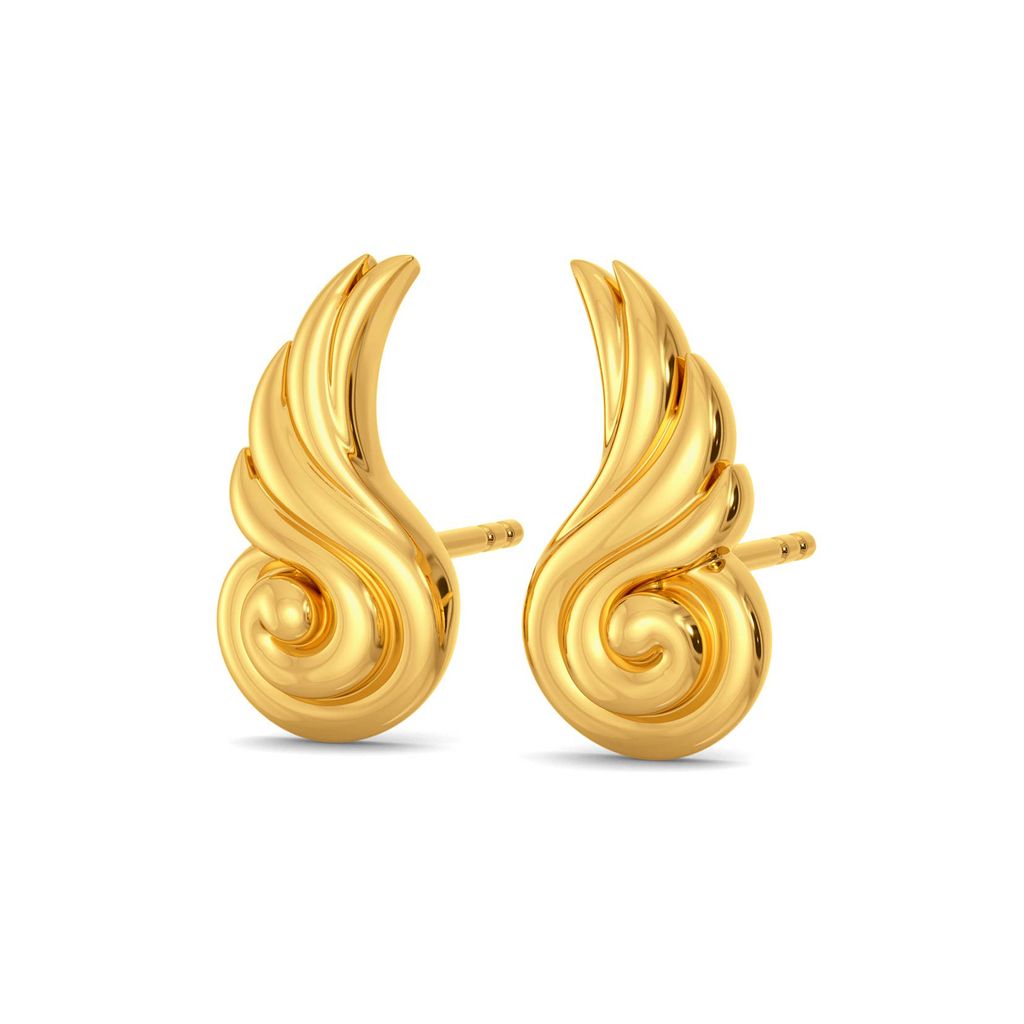 Winged Curls Gold Earrings