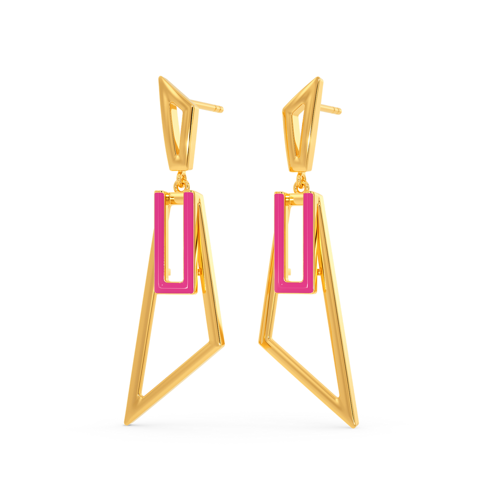 Pink Domination Gold Earrings