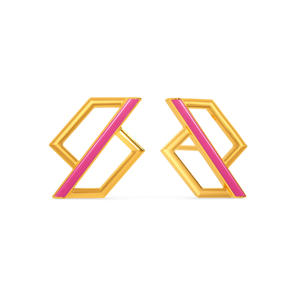 Pink Domination Gold Earrings