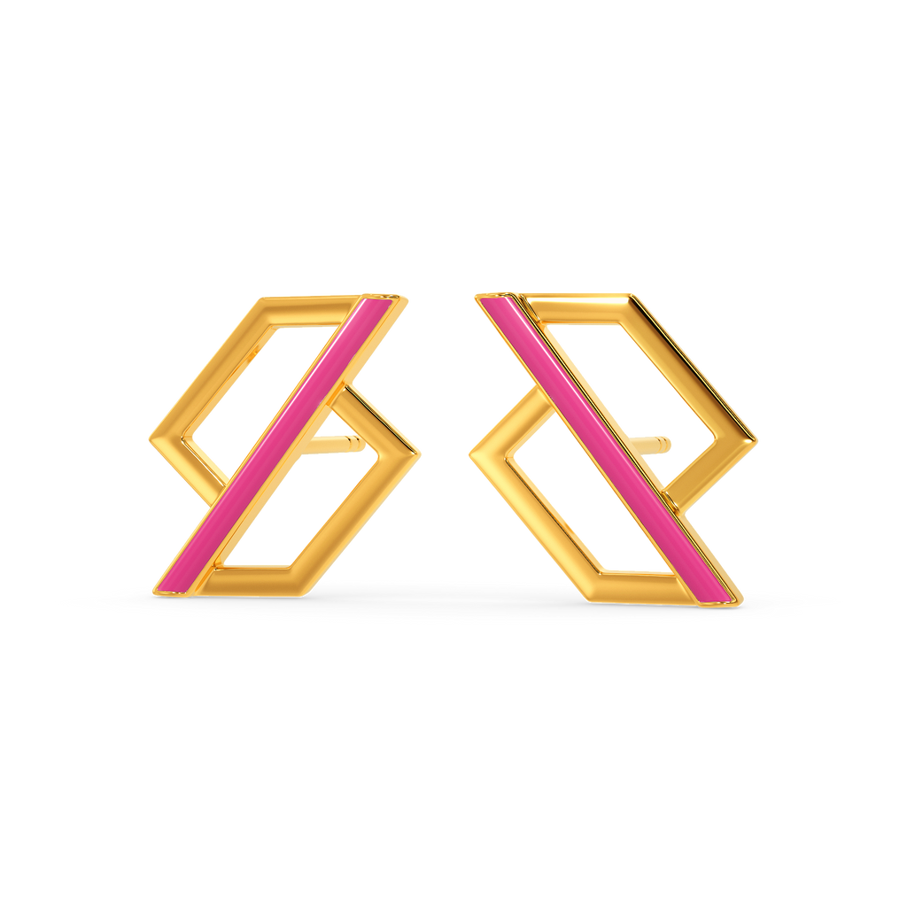 Pink Domination Gold Earrings