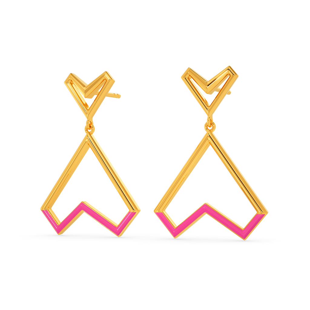 Pink Romance Gold Earrings