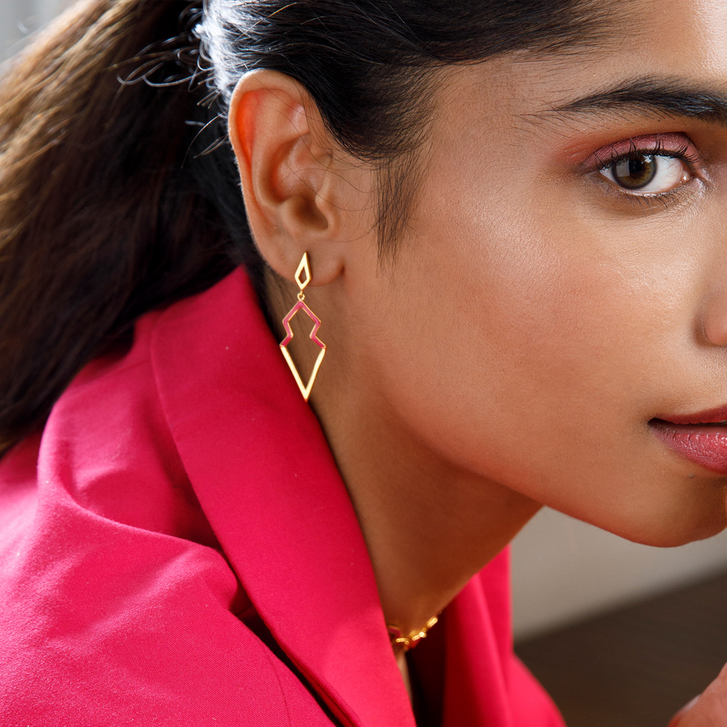 Pinkin Glory Gold Earrings