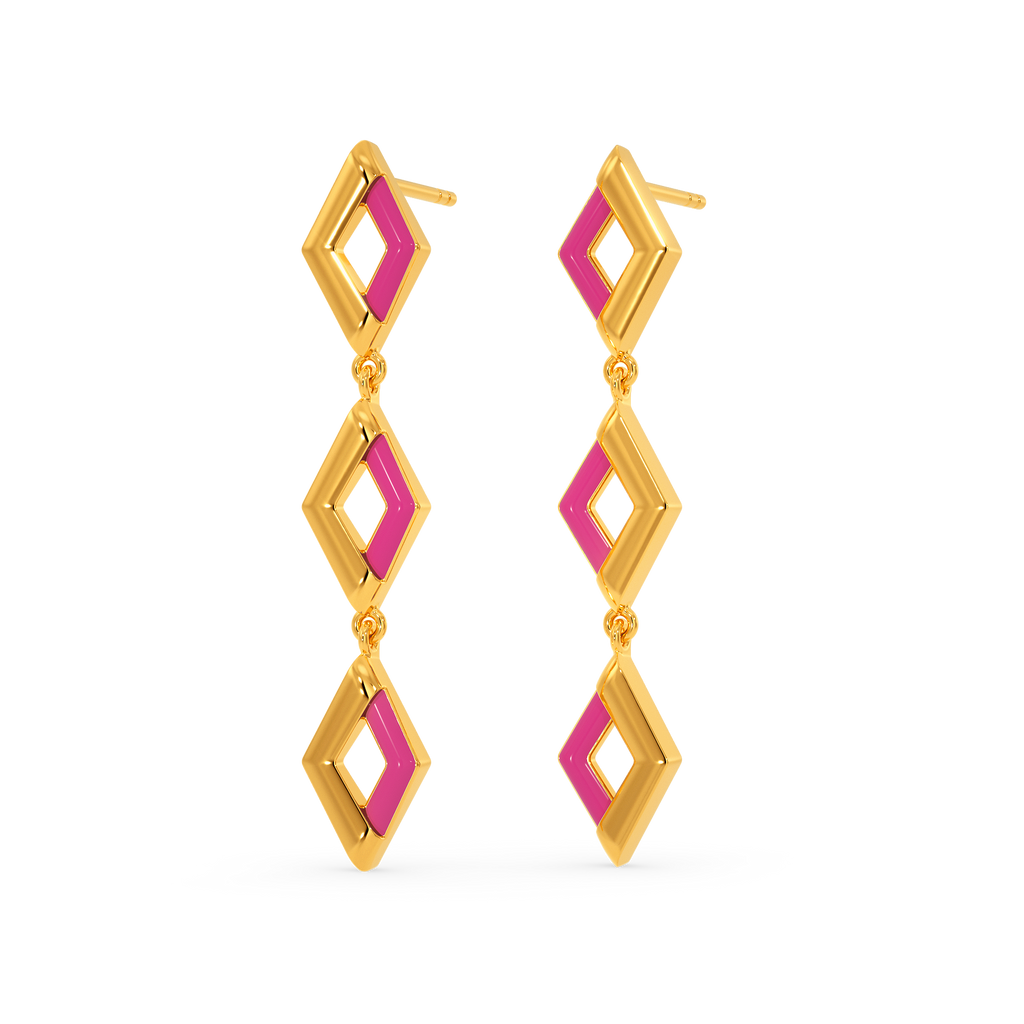 Pink Attitude Gold Earrings
