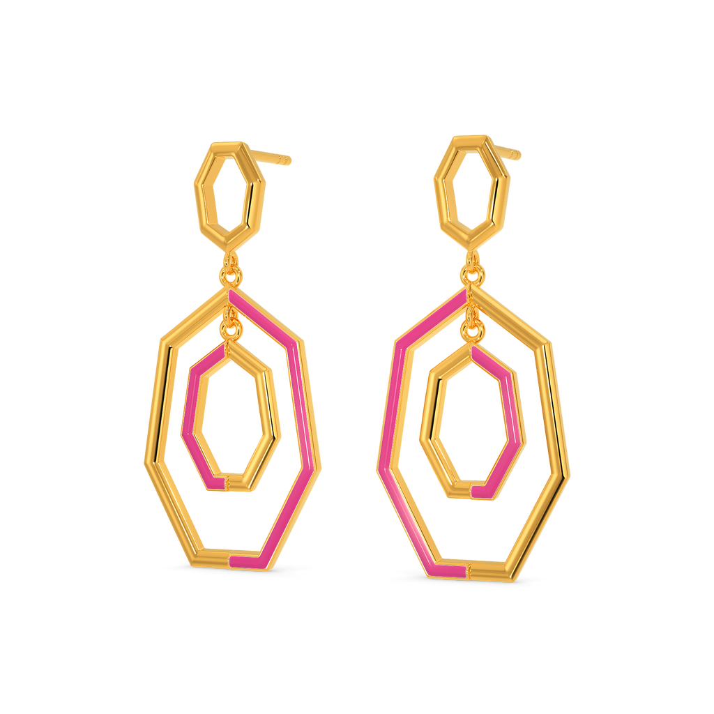 Pink Dynamics Gold Earrings