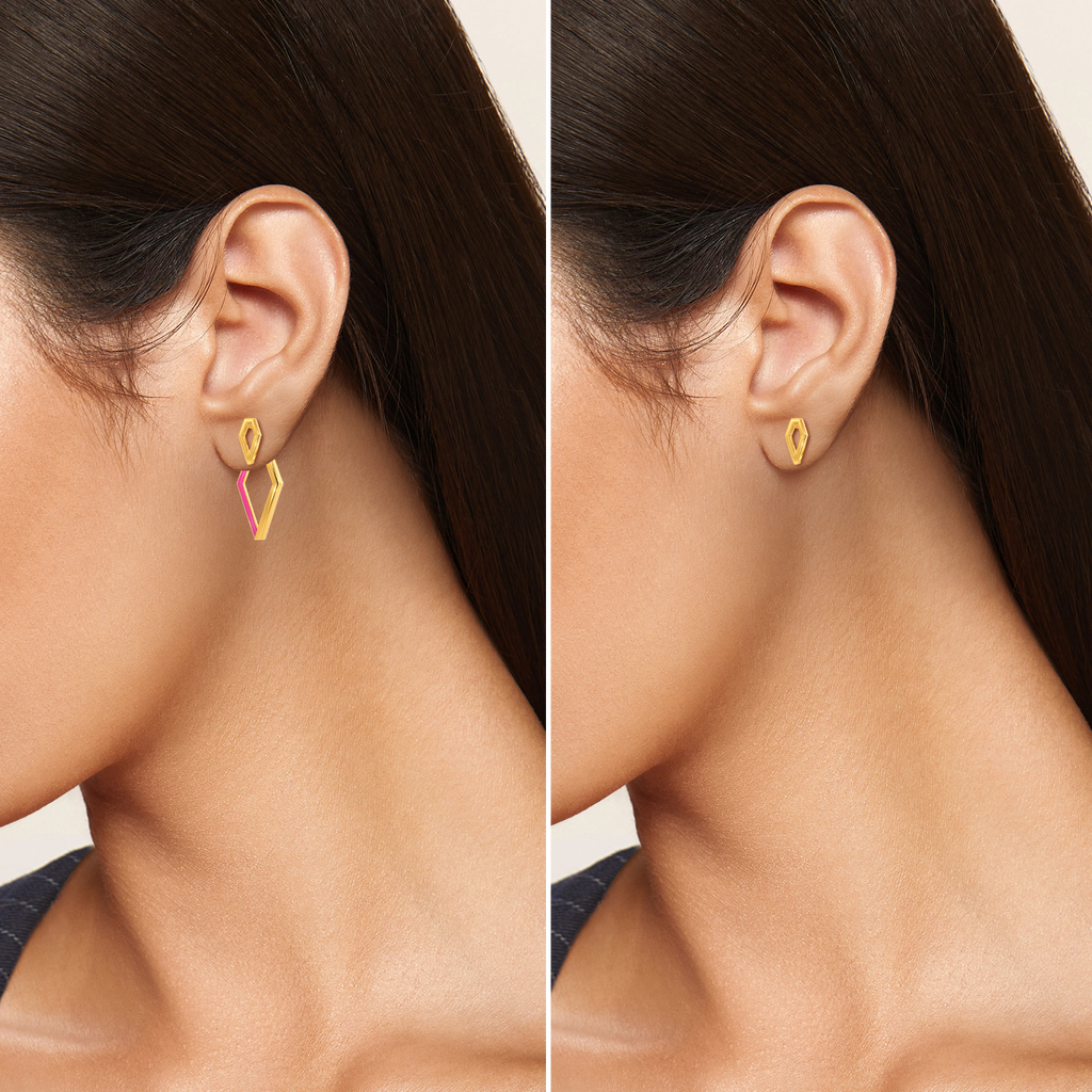 Fuchsia Fun Gold Earrings