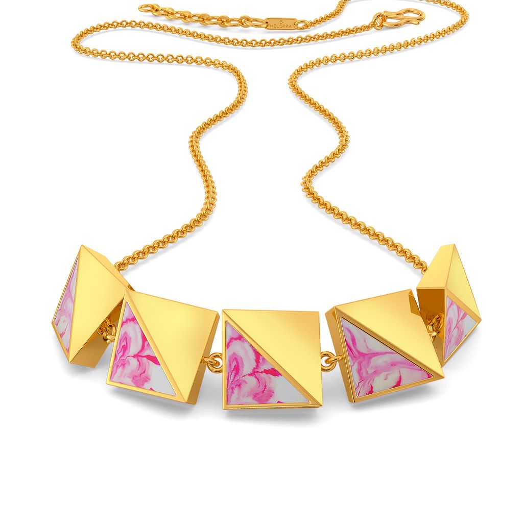 Pink Shibori Gold Necklaces