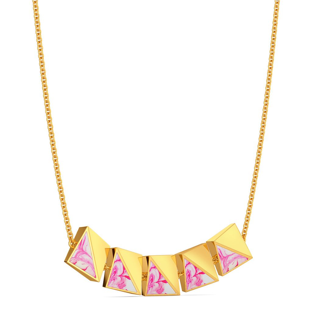 Pink Shibori Gold Necklaces