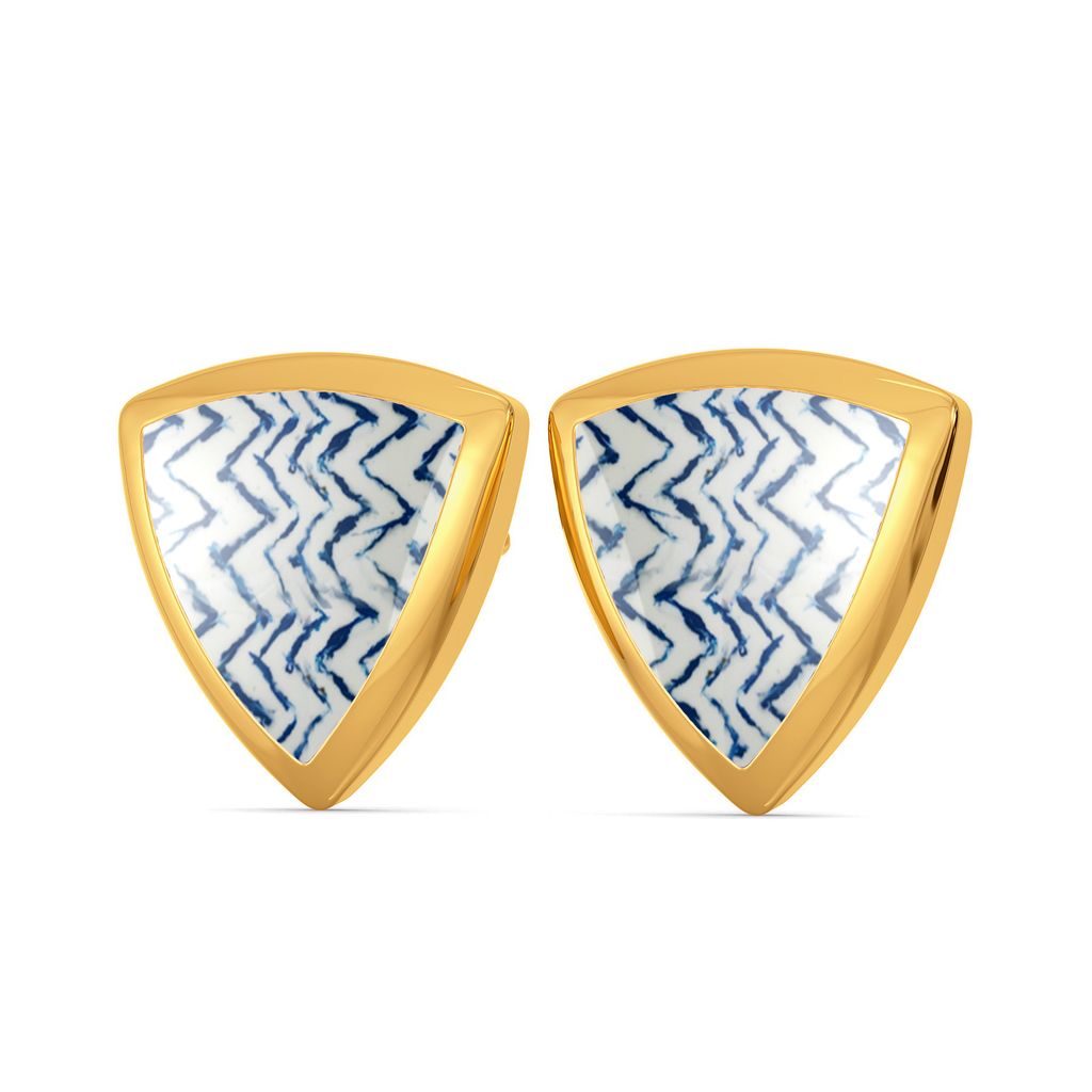 Brushed Blue Gold Earrings