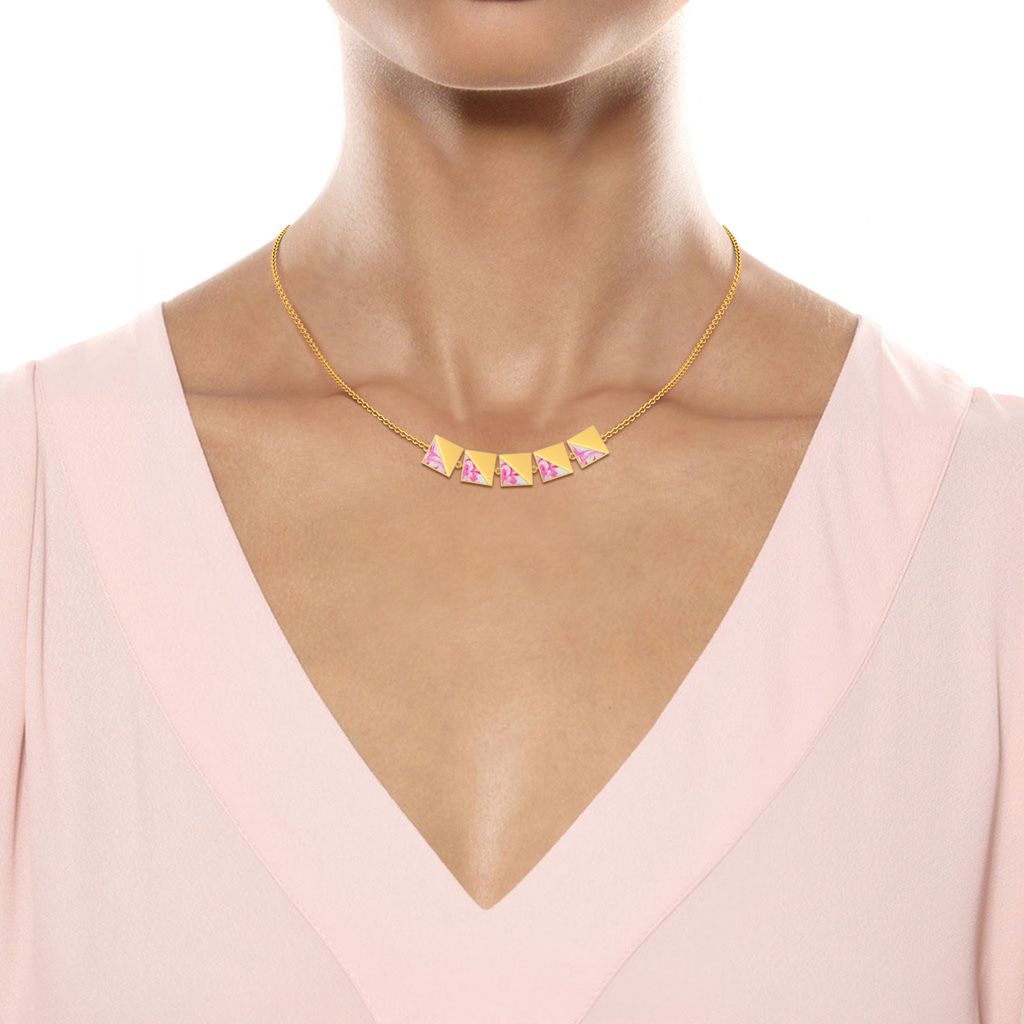 Pink Shibori Gold Necklaces
