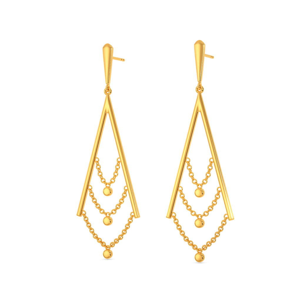 Sparkle In Strings Gold Earrings