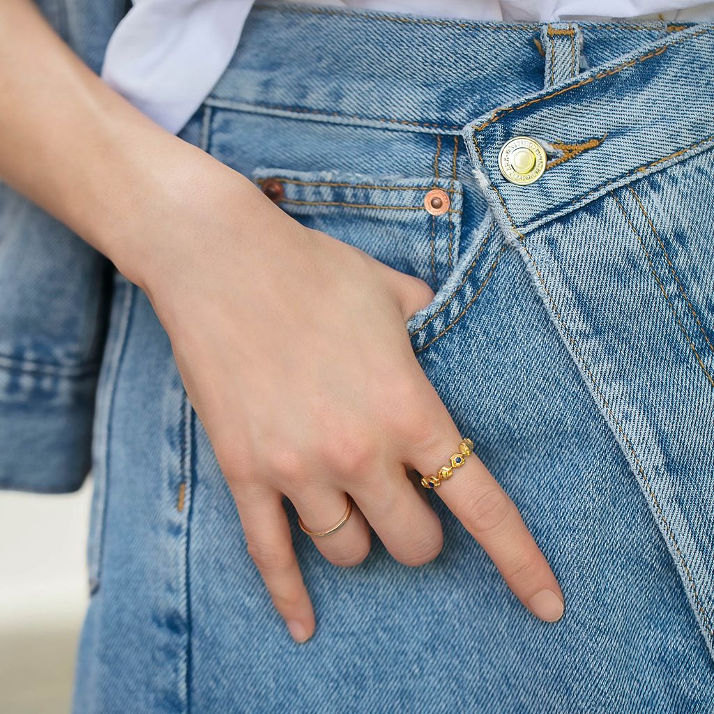 Denim Drama Gold Rings alternate view 1