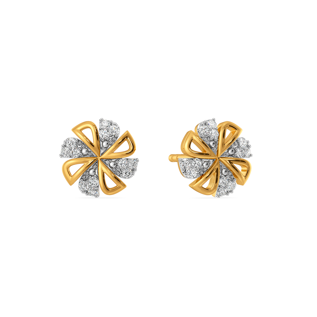 Twirl Gleam Studs Diamond Earrings