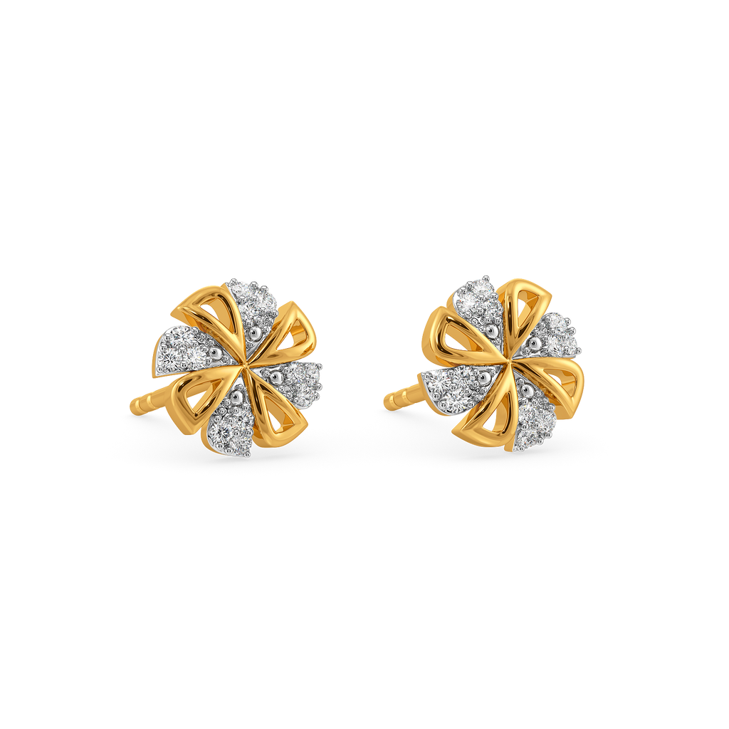 Twirl Gleam Studs Diamond Earrings