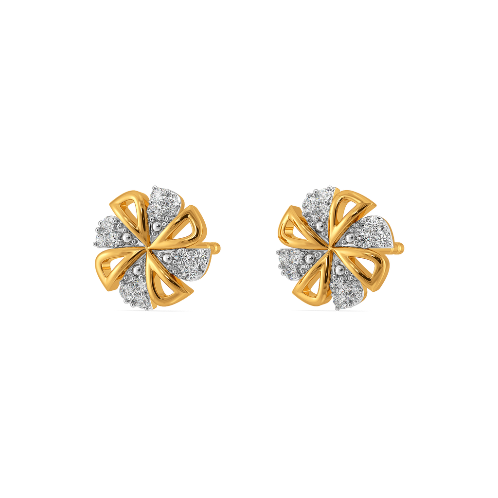 Twirl Gleam Studs Diamond Earrings