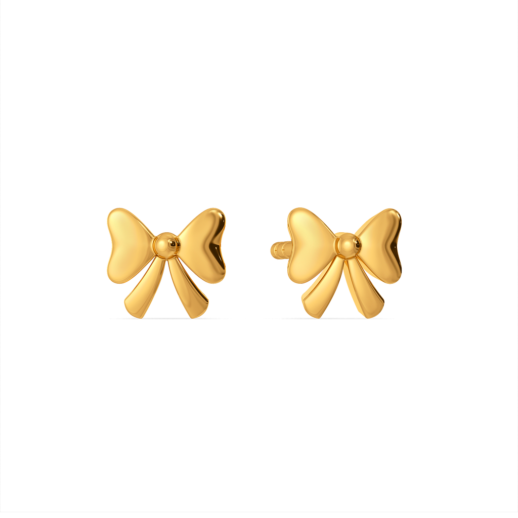 Ribbon Flick Studs Gold Earrings