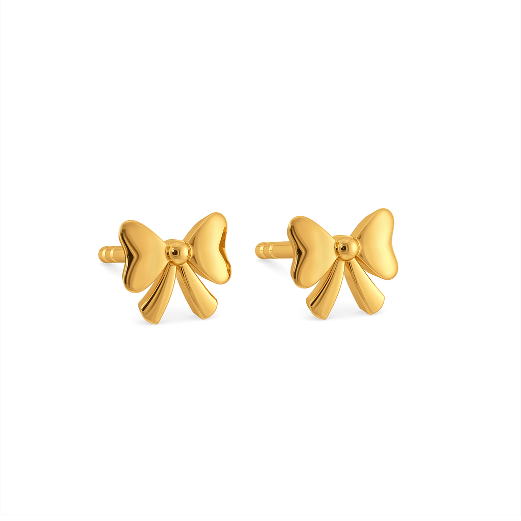 Ribbon Flick Studs Gold Earrings