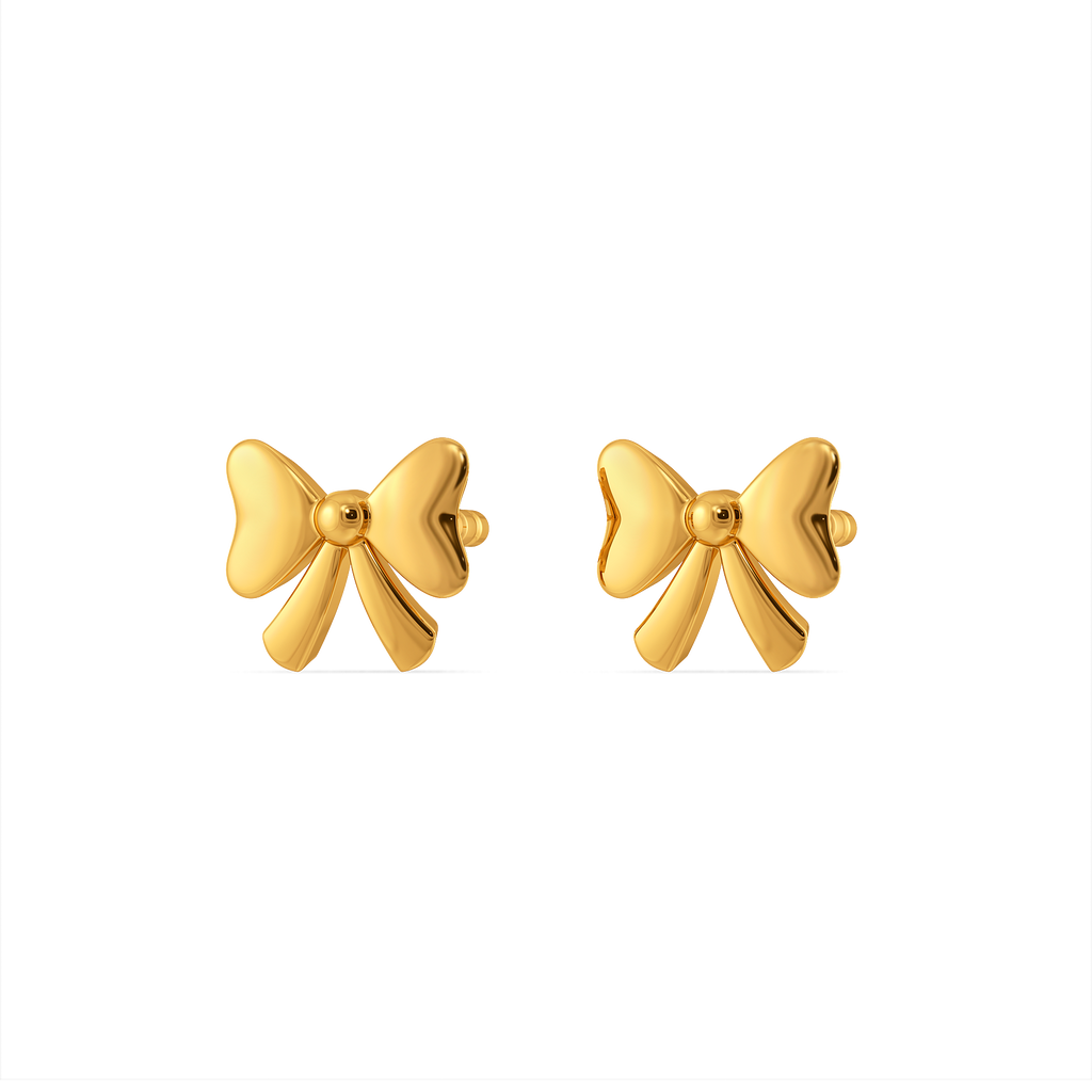 Ribbon Flick Studs Gold Earrings
