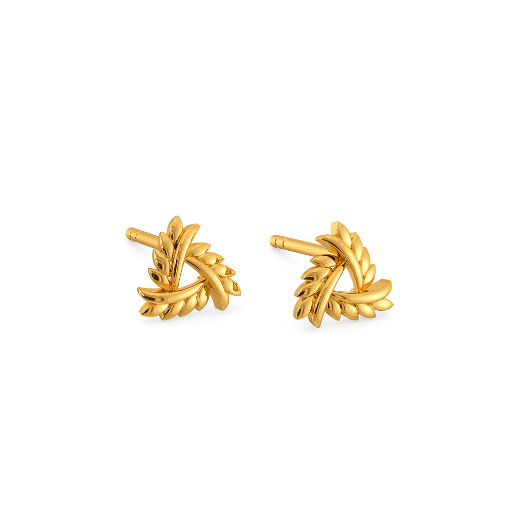 Botani-Edge Studs Gold Earrings
