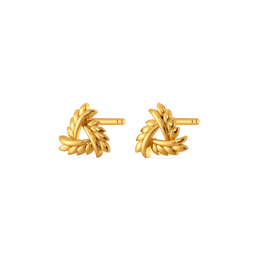 Botani-Edge Studs Gold Earrings