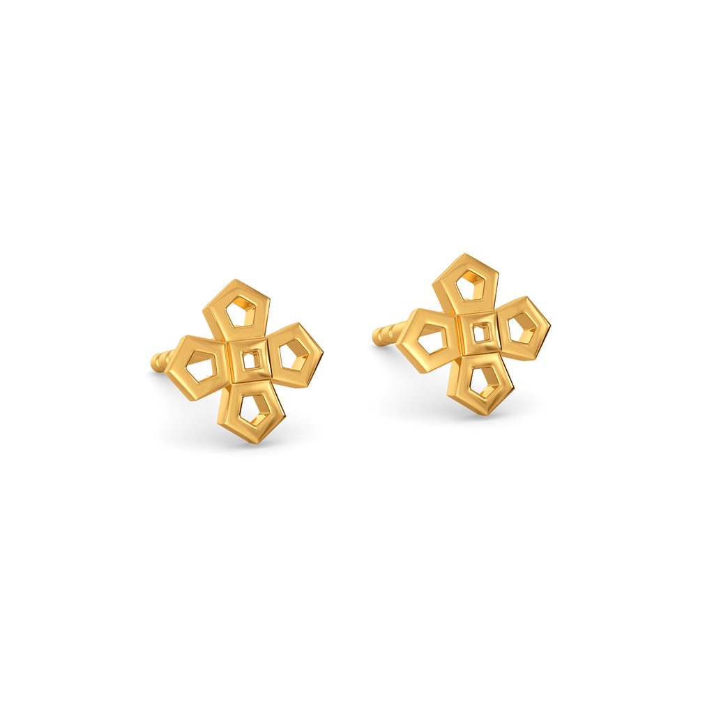 Golden Garden Studs Gold Earrings