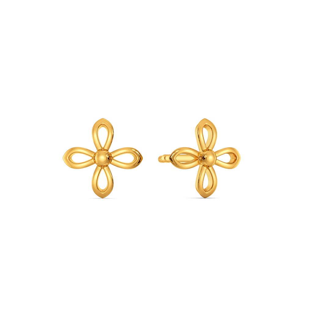 Twilight Bloom Studs Gold Earrings