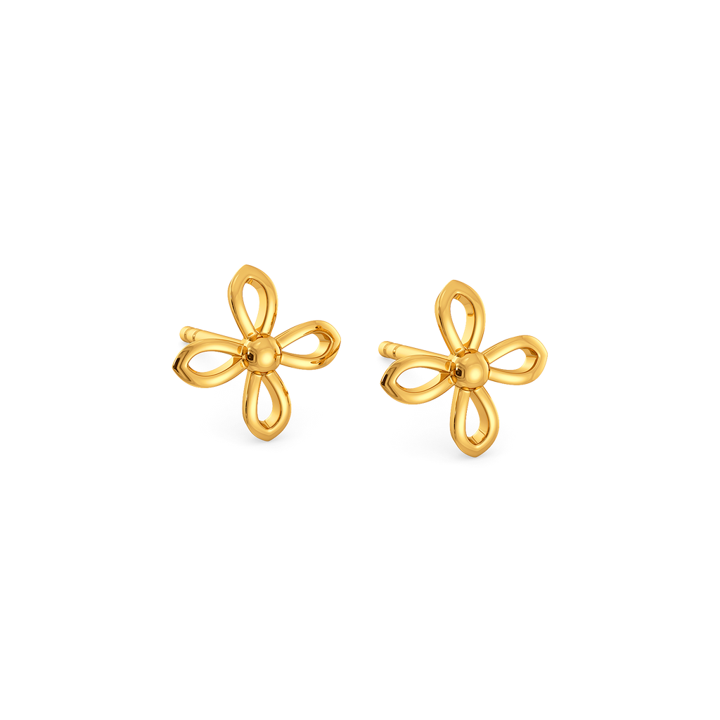 Twilight Bloom Studs Gold Earrings
