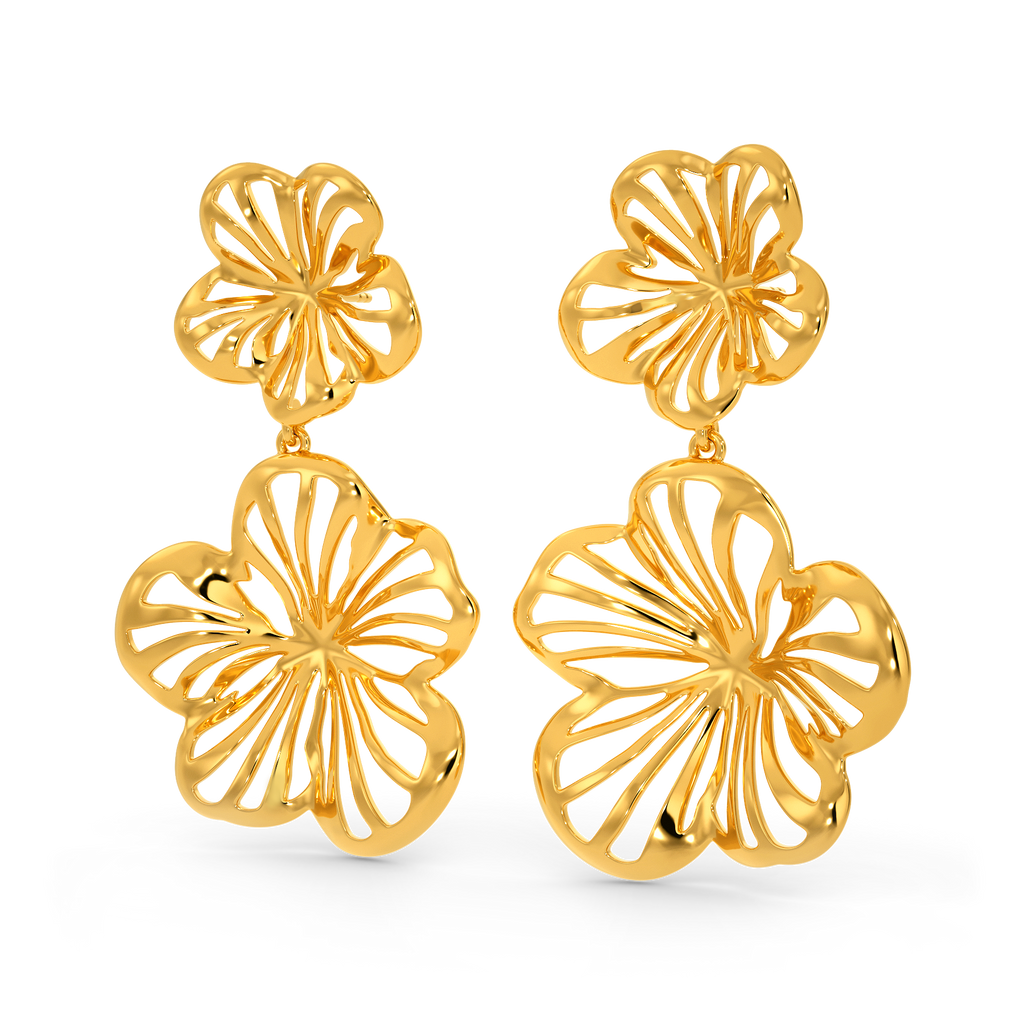 Wild Flower Mesh Gold Earrings