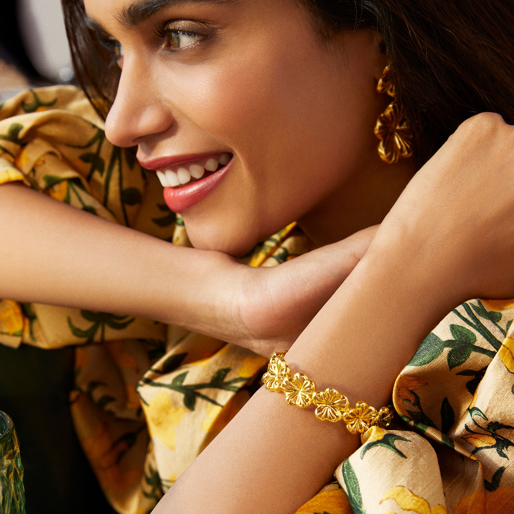 Wild Flower Mesh Gold Bangles