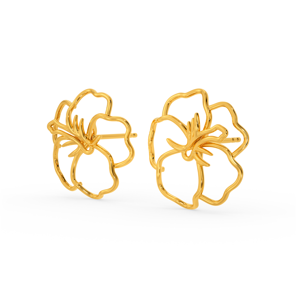 Hibiscus Sparkle Gold Earrings