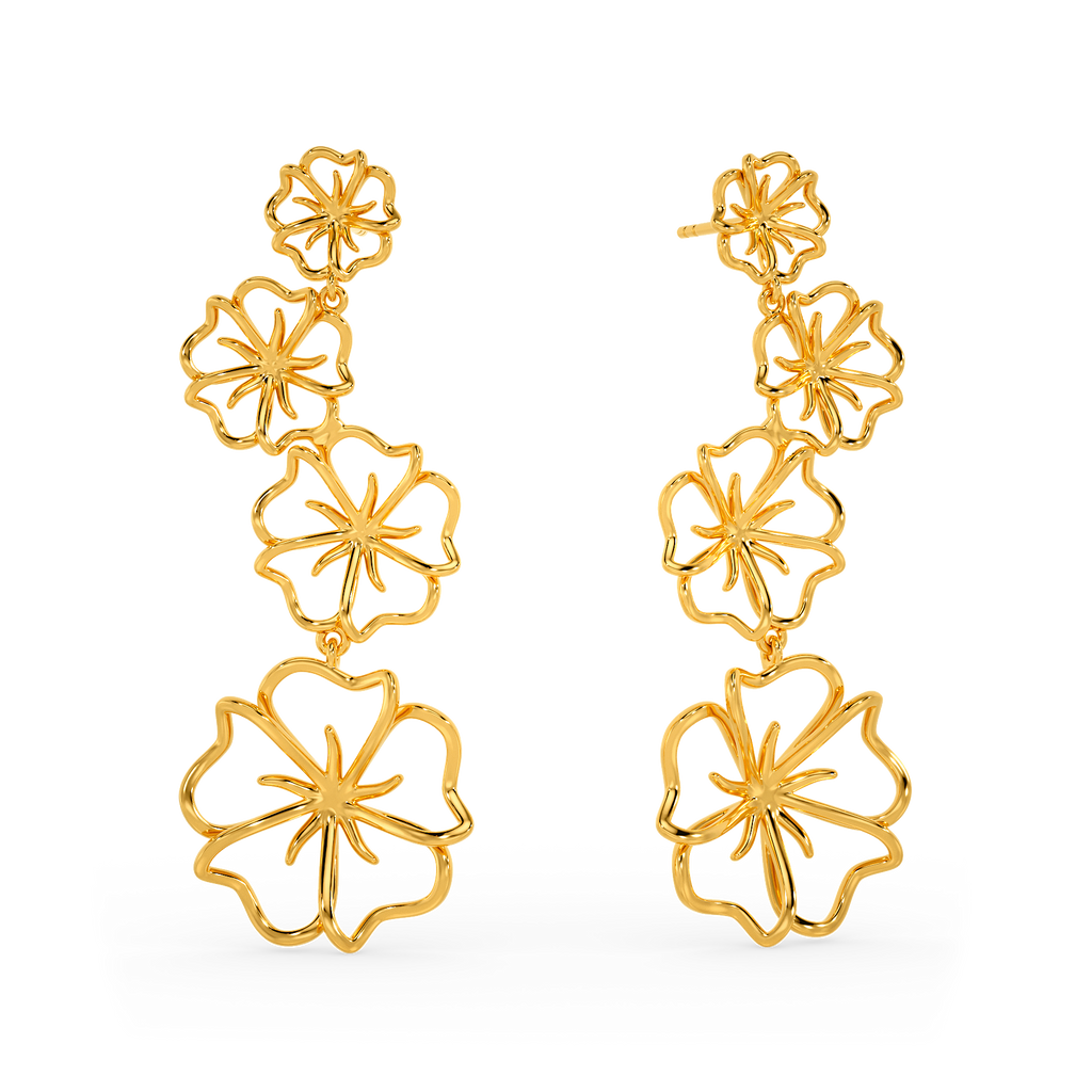 A Floral Tale Gold Earrings